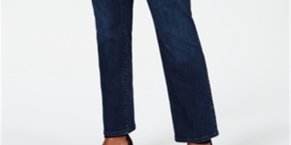 Calça jeans feminina Curvy Fit, perna reta, azul, tamanho 2, da INC International Concepts