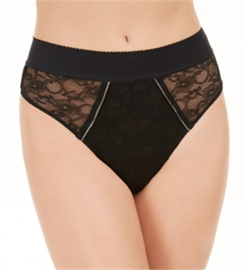 INC Intimates Feminino Renda Sólida Todo Dia Tanga Preta Tamanho Grande