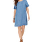 Vestido camiseta jeans com franjas feminino Style &amp; Co, azul, tamanho X-S