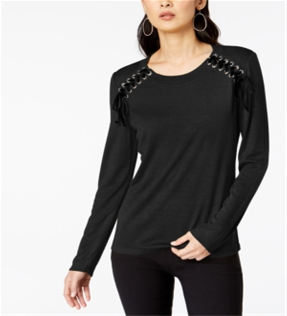 Moletom feminino INC com renda e fita, preto, tamanho pequeno G
