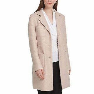 DKNY Women's Foil Boucle Four-Pocket Topper Jacket Pink Size 2