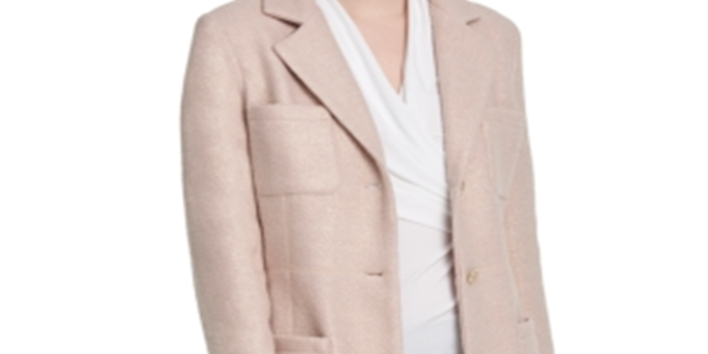 Jaqueta DKNY Feminina Foil Boucle com Quatro Bolsos, Rosa, Tamanho 2