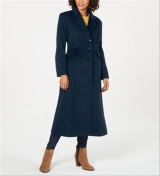 Forecaster Women's Notched Collar Maxi Walker Coat Blue Size 18