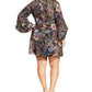 Vestido curto feminino City Chic, moderno, plus size, com babados, mangas curtas, estampa floral, preto, tamanho M/18