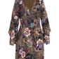 Vestido curto feminino City Chic, moderno, plus size, com babados, mangas curtas, estampa floral, preto, tamanho M/18