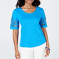Calvin Klein Feminino Algodão Renda TrimTop Azul Tamanho X-Grande