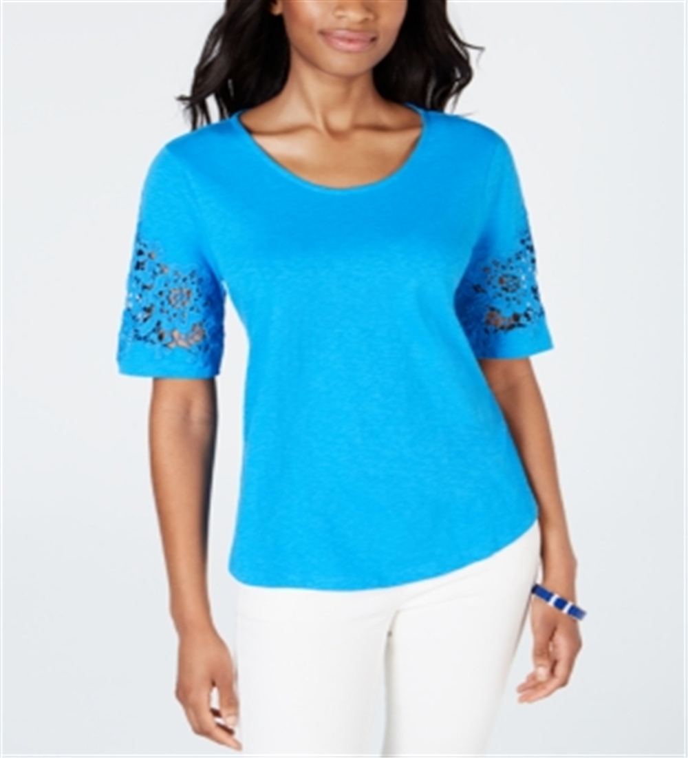 Calvin Klein Feminino Algodão Renda TrimTop Azul Tamanho X-Grande