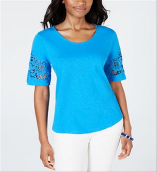 Calvin Klein Feminino Algodão Renda TrimTop Azul Tamanho X-Grande