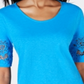 Calvin Klein Feminino Algodão Renda TrimTop Azul Tamanho X-Grande
