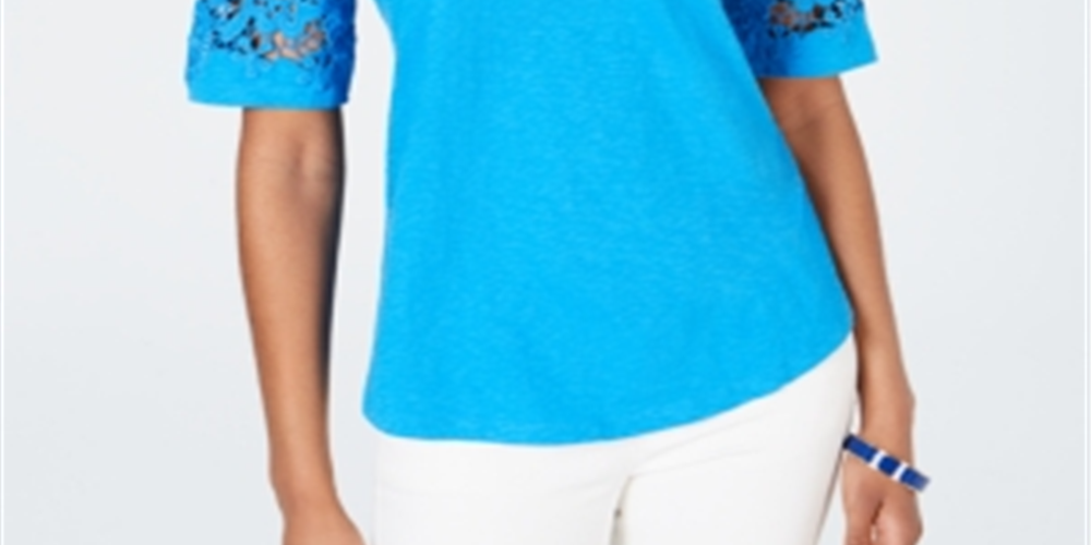 Calvin Klein Feminino Algodão Renda TrimTop Azul Tamanho X-Grande