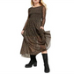 Vestido midi de malha Hello and Goodbye da Free People para mulheres, preto, tamanho grande
