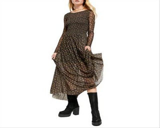 Vestido midi de malha Hello and Goodbye da Free People para mulheres, preto, tamanho grande