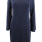 Vestido feminino Ralph Lauren Metallic Ponte Azul Tamanho 8 Petite