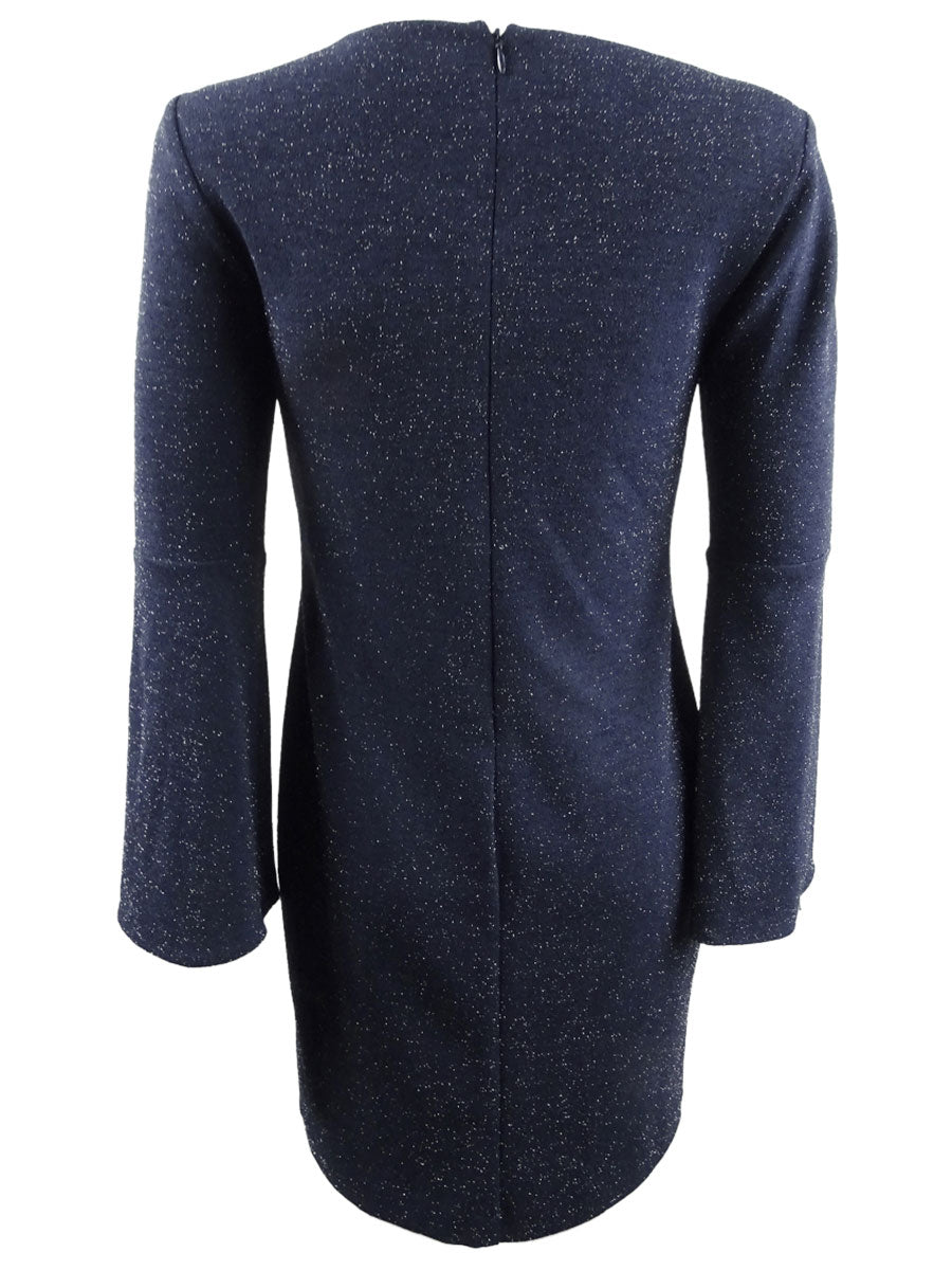 Vestido feminino Ralph Lauren Metallic Ponte Azul Tamanho 8 Petite