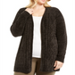 Karen Scott Cardigan Feminino Plus Size Aberto Frente Chenille Preto Tamanho 2X