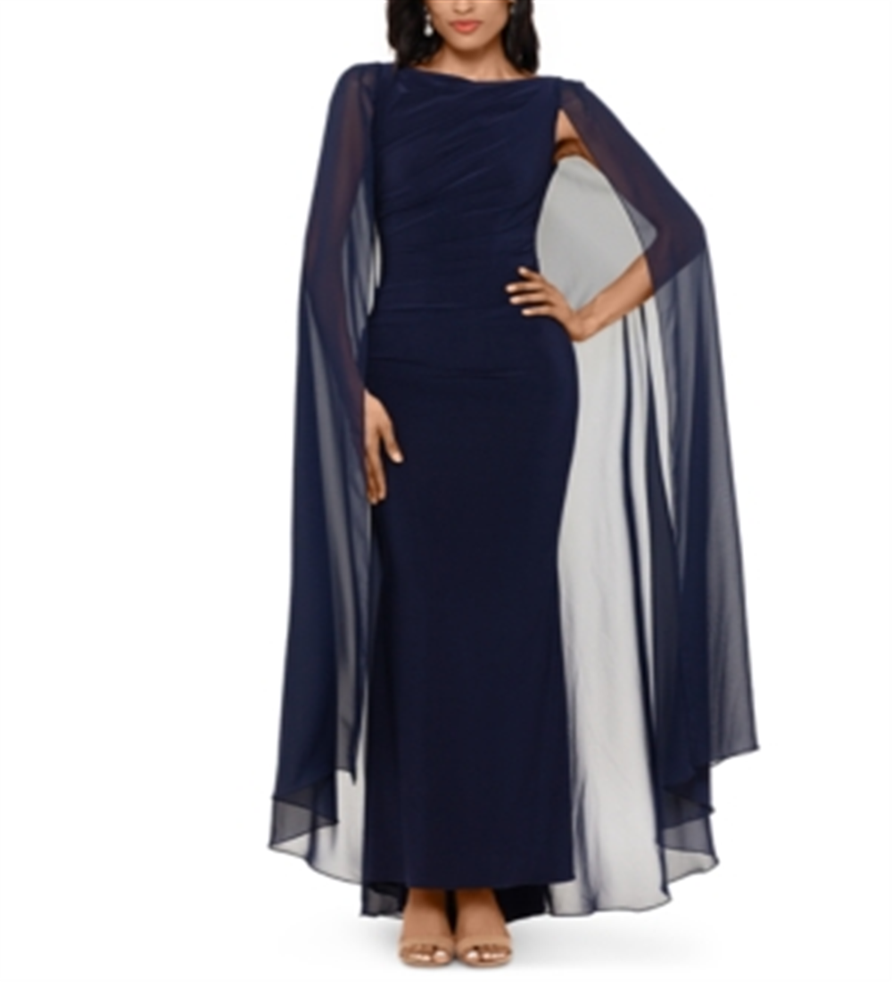 Vestido feminino Betsy Adam, capa de chiffon, vestido de malha, preto, tamanho 10
