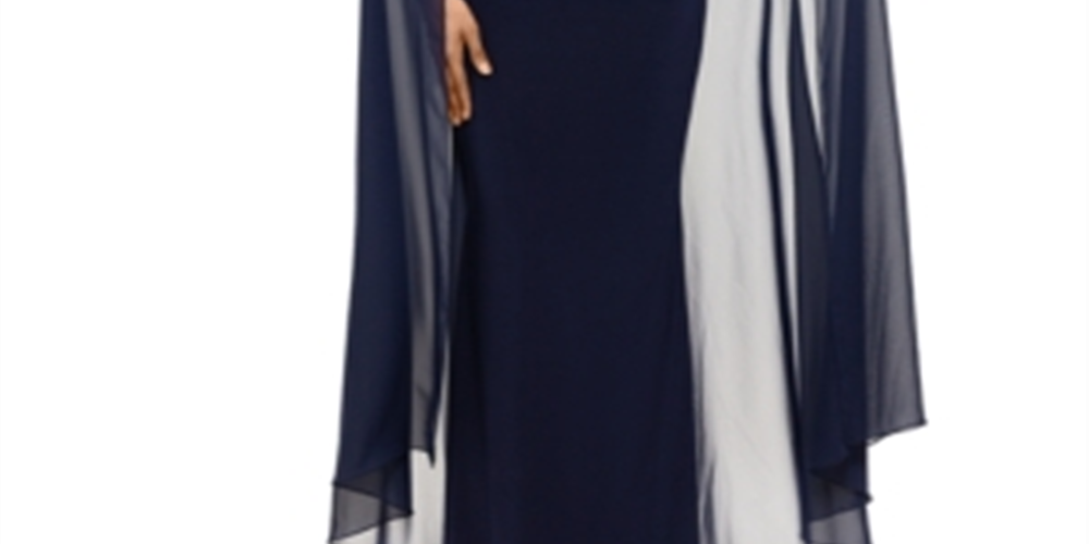 Vestido feminino Betsy Adam, capa de chiffon, vestido de malha, preto, tamanho 10