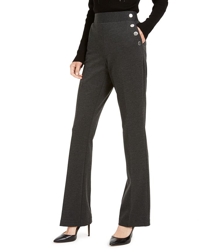 Calça feminina Bootcut com botões laterais da INC International Concepts, cinza, tamanho 12