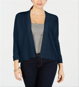 Cardigan aberto de malha texturizada feminino Charter Club, azul, tamanho XXL