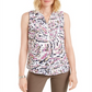 JM Collection Top feminino sem mangas com zíper frontal estampado rosa tamanho XS