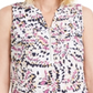 JM Collection Top feminino sem mangas com zíper frontal estampado rosa tamanho XS