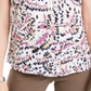 JM Collection Top feminino sem mangas com zíper frontal estampado rosa tamanho XS