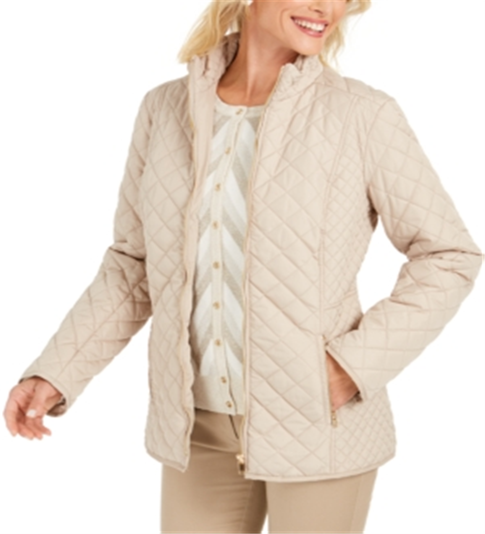 Jaqueta acolchoada feminina Charter Club bege tamanho G