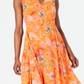 Vestido longo Calvin Klein feminino com estampa floral, comprimento longo e decotado, laranja, tamanho 8