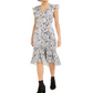 Vestido MIDI com estampa de respingos de cetim Bar III feminino, branco, tamanho 12