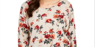 Suéter feminino com estampa e bainha amarrada, tamanho vermelho, estilo &amp; co - pequeno P