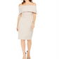 Vestido tubinho com glitter e ombro de fora feminino Vince Camuto, marrom, tamanho 8