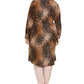 Vestido Alfani Feminino Estampa Animal Manga Longa Gola Abaixo do Joelho Bainha Marrom Tamanho 20W