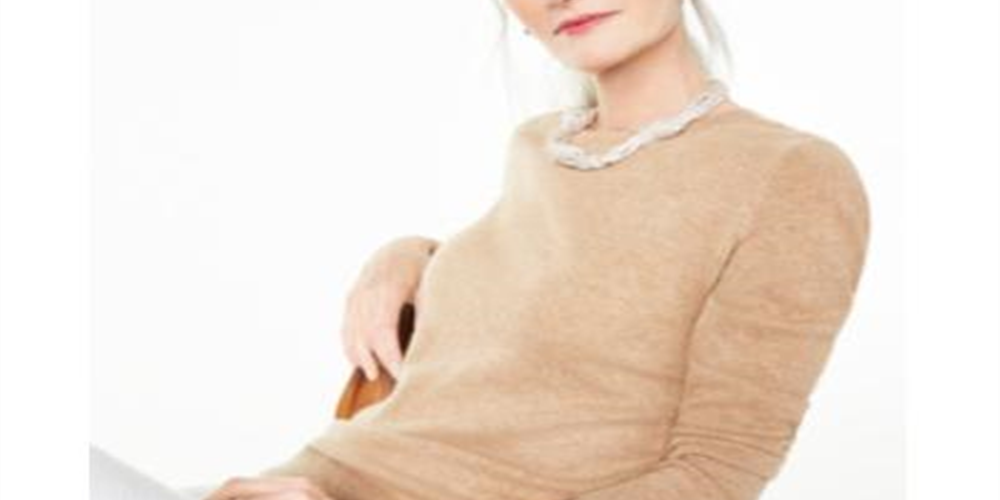 Suéter de cashmere feminino com gola redonda, tamanho GG, tamanho camelo, Charter Club