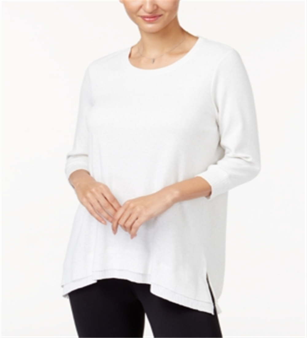 Top feminino com bainha em camadas Style &amp; Co, branco, tamanho grande