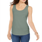 Camiseta regata feminina Charter Club Supima Cotton com decote redondo, verde, tamanho grande