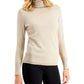Suéter feminino de gola alta metálica JM Collection, tamanho XS, dourado