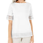 Karen Scott Blusa Feminina de Crochê com Franjas em Algodão, Branca, Tamanho M