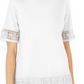 Karen Scott Blusa Feminina de Crochê com Franjas em Algodão, Branca, Tamanho M