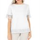Karen Scott Blusa Feminina de Crochê com Franjas em Algodão, Branca, Tamanho M