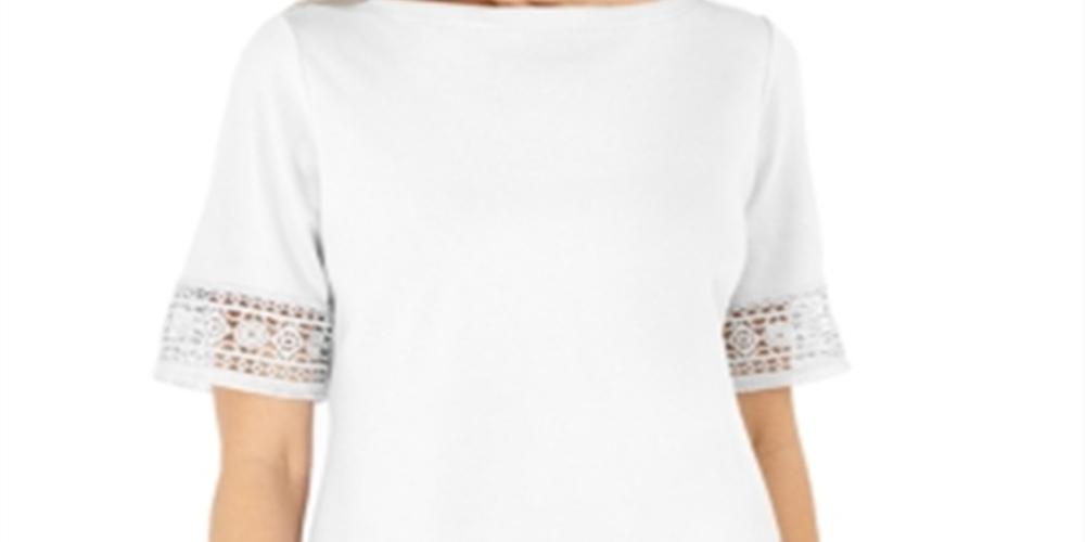 Karen Scott Blusa Feminina de Crochê com Franjas em Algodão, Branca, Tamanho M