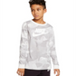Camiseta Nike Camuflada com Logotipo Infantil Cinza Tamanho Grande