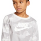 Camiseta Nike Camuflada com Logotipo Infantil Cinza Tamanho Grande
