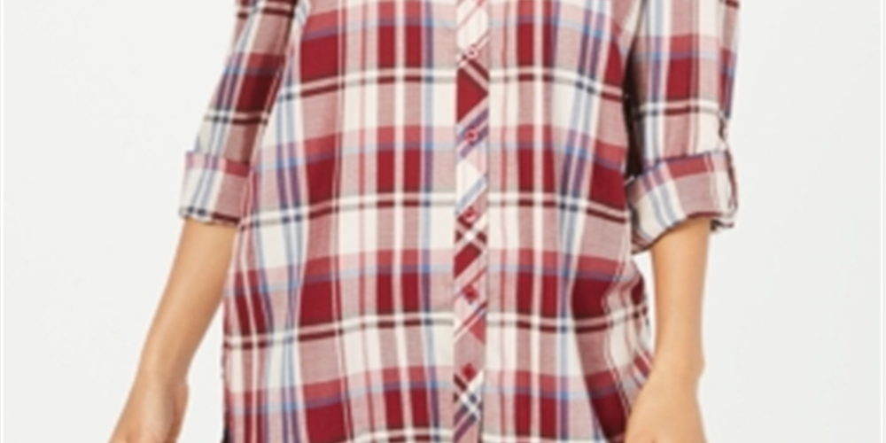 Túnica xadrez feminina Style &amp; Co vermelha tamanho pequeno L