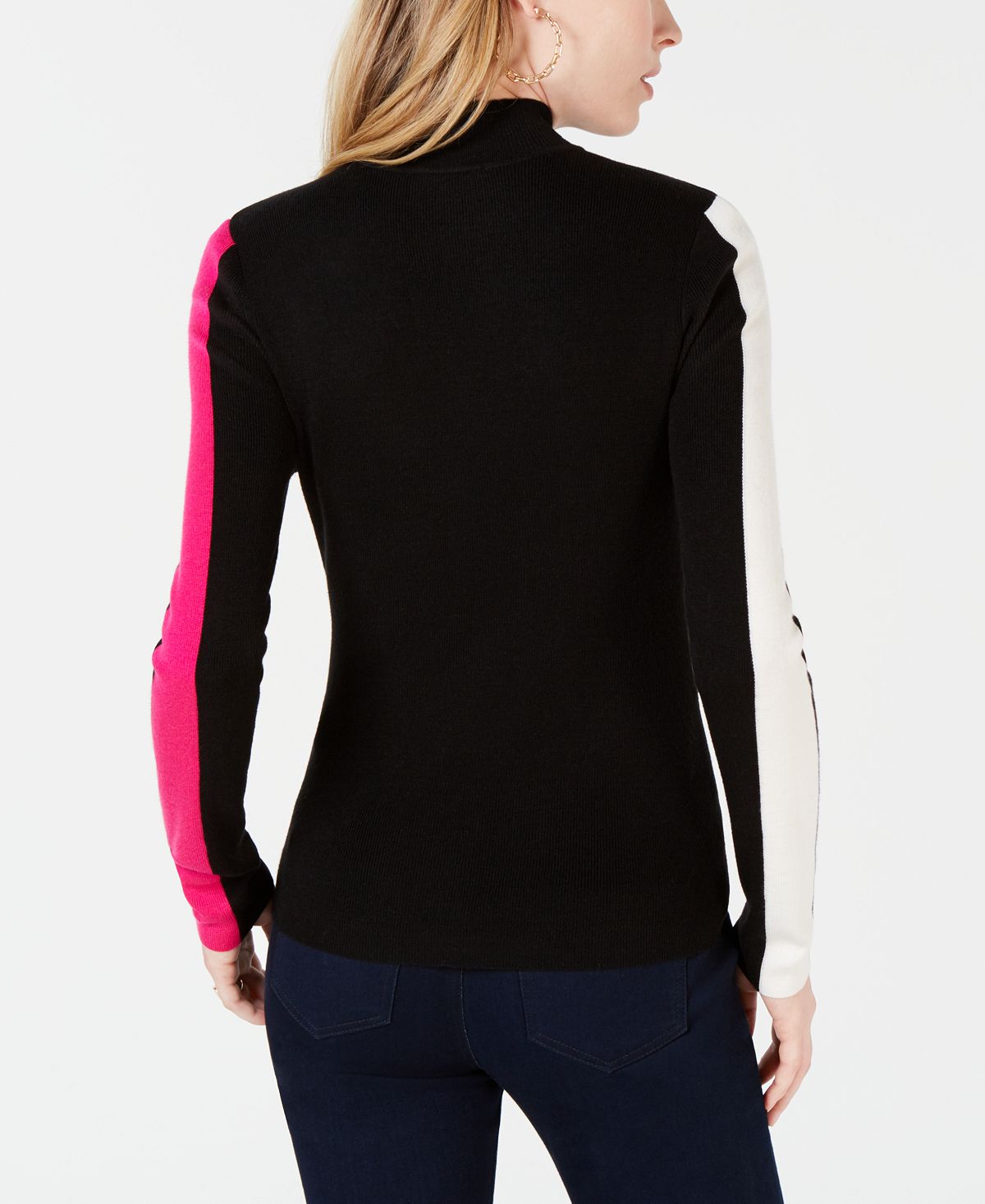 Suéter listrado feminino Bar III Varsity, preto, tamanho P