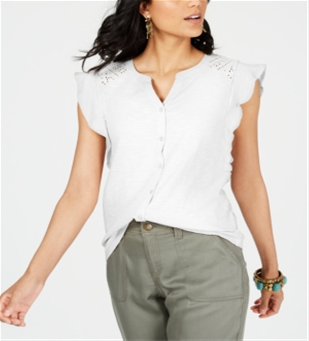 Camisa feminina sem mangas com ilhós Style &amp; Co, branca, tamanho XX-G
