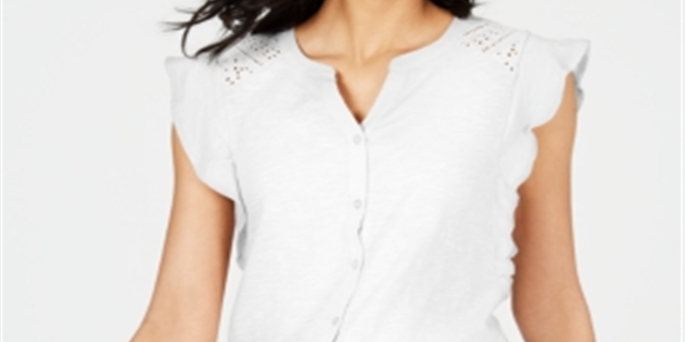 Camisa feminina sem mangas com ilhós Style &amp; Co, branca, tamanho XX-G