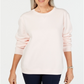 Karen Scott Moletom feminino de lã com gola redonda, rosa, tamanho pequeno P/M