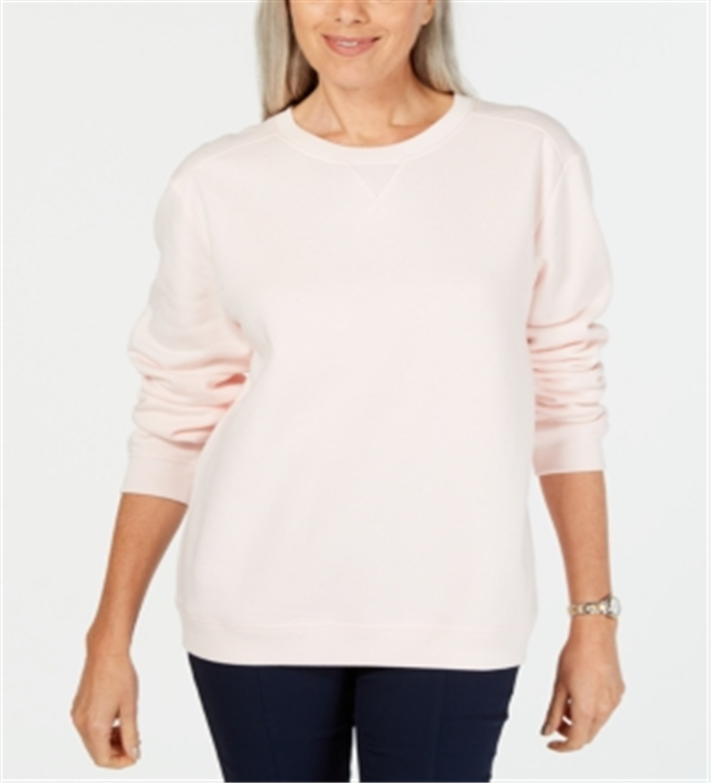 Karen Scott Moletom feminino de lã com gola redonda, rosa, tamanho pequeno P/M