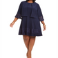 Vestido de festa feminino Jessica Howard com decote redondo e acima do joelho, azul, tamanho 20W
