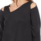 Top feminino Alfani com recorte assimétrico, preto, tamanho pequeno GG